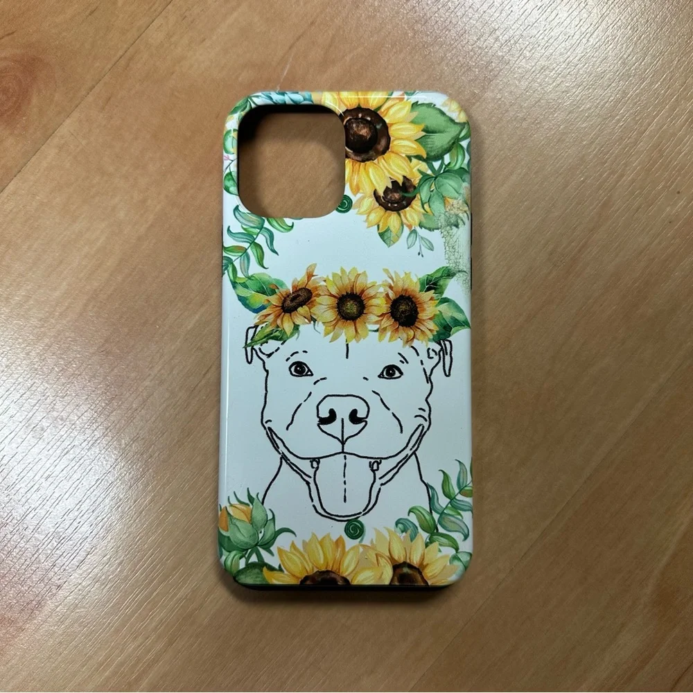 iPhone 12/12 Pro Sunflower Pitbull Hardcover Phone Case